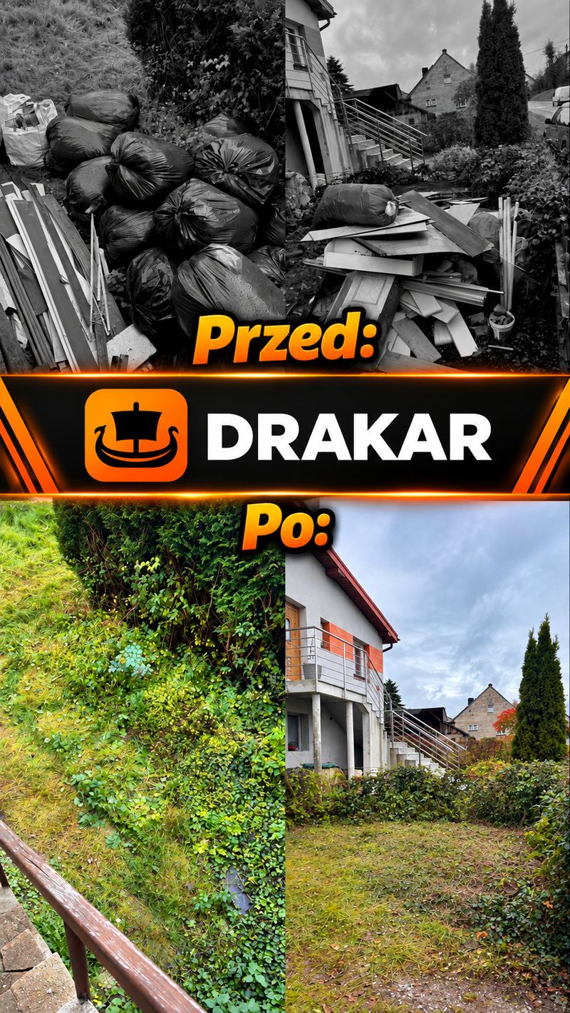 Czyszczenie działki — przed i po